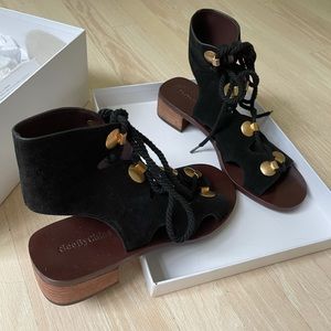 See by Chloe, black suede lace up gladiator sandal